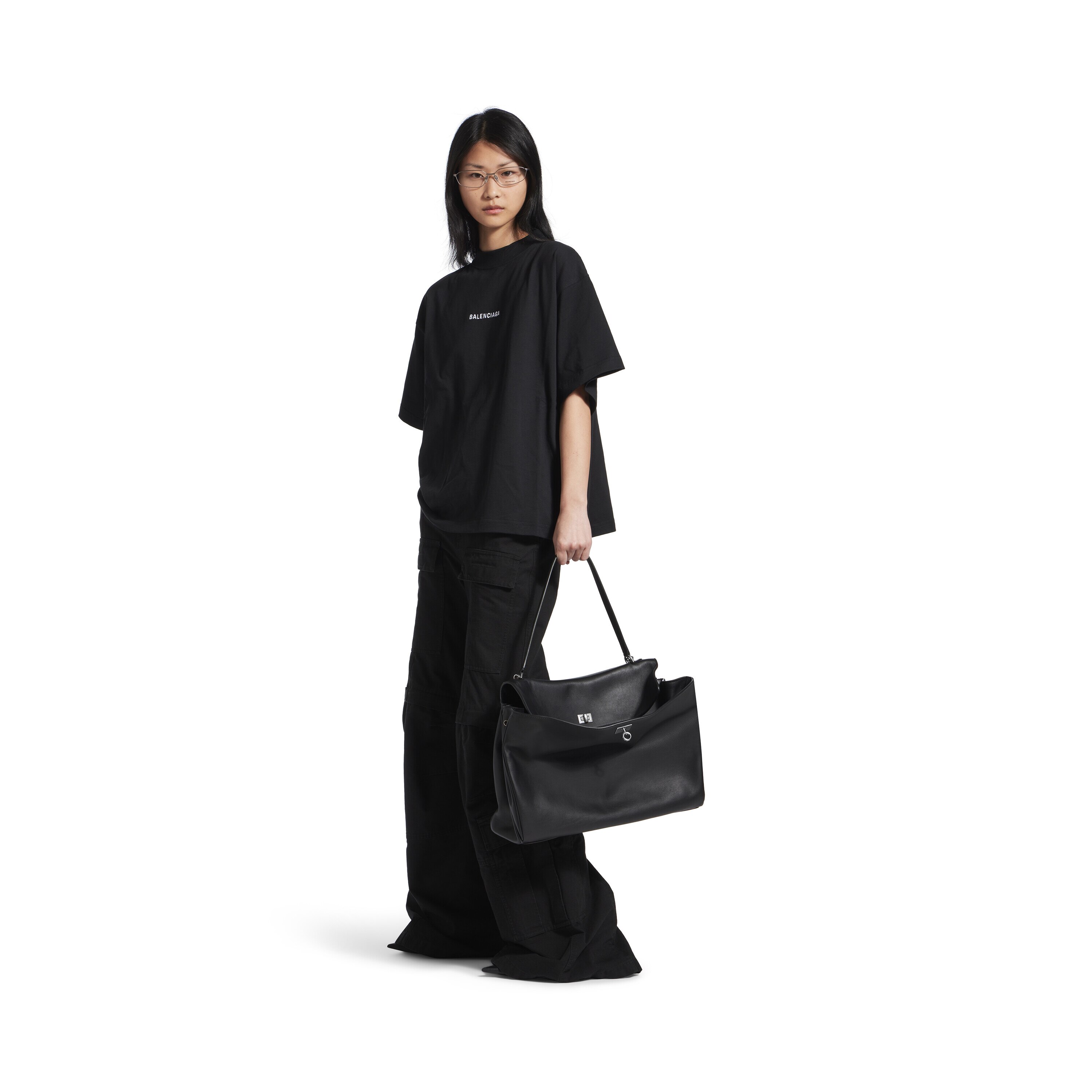 Balenciaga Super Tight Shiny Fitted T-Shirt 'Black