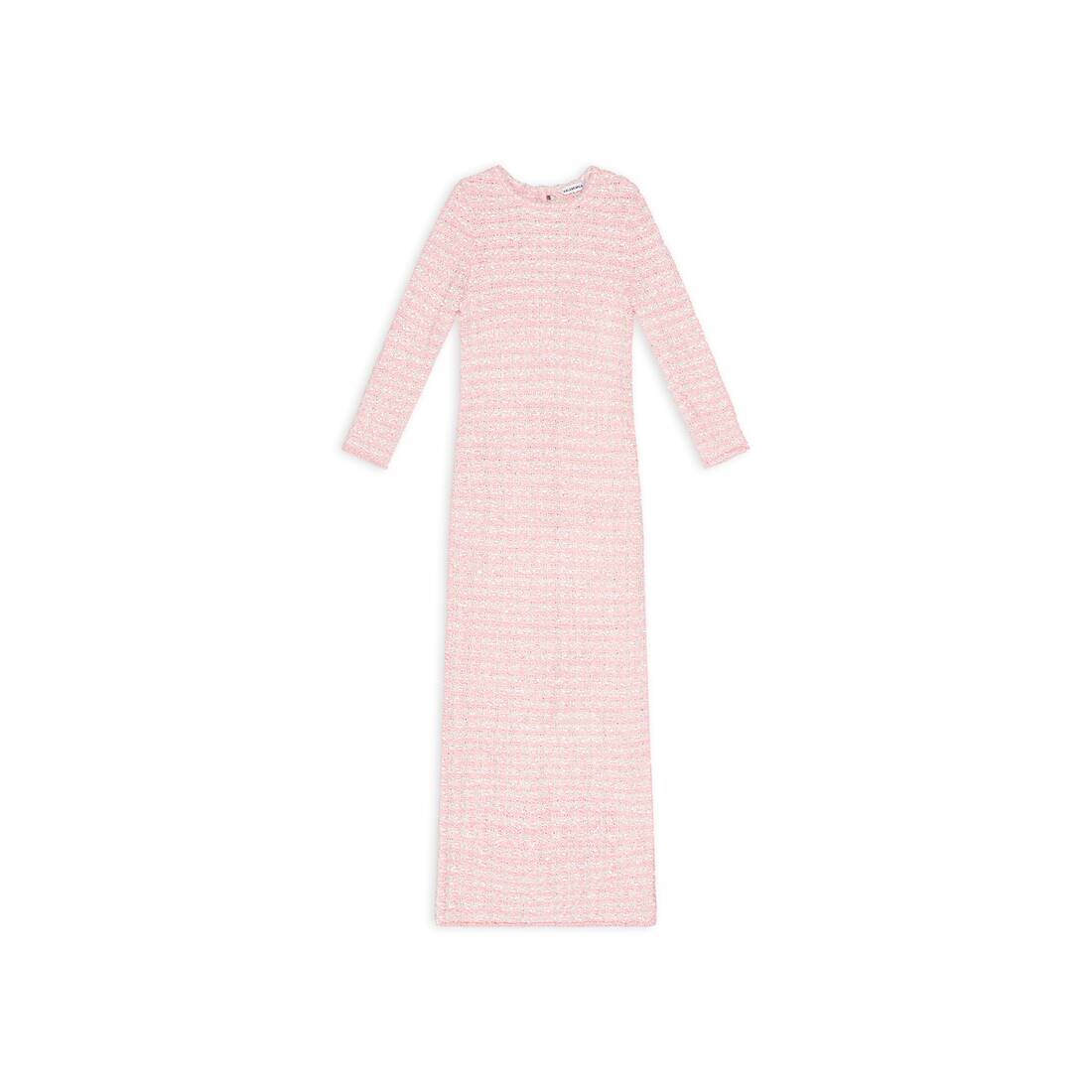 balenciaga.com | El vestido Back-to-Front de punto de tweed de algodón en rosa en amarillo es del