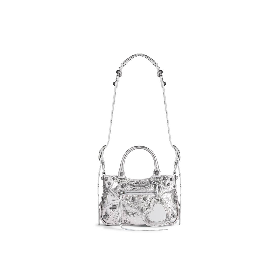 Le Cagole Mini Leather Duffel Bag in Silver - Balenciaga
