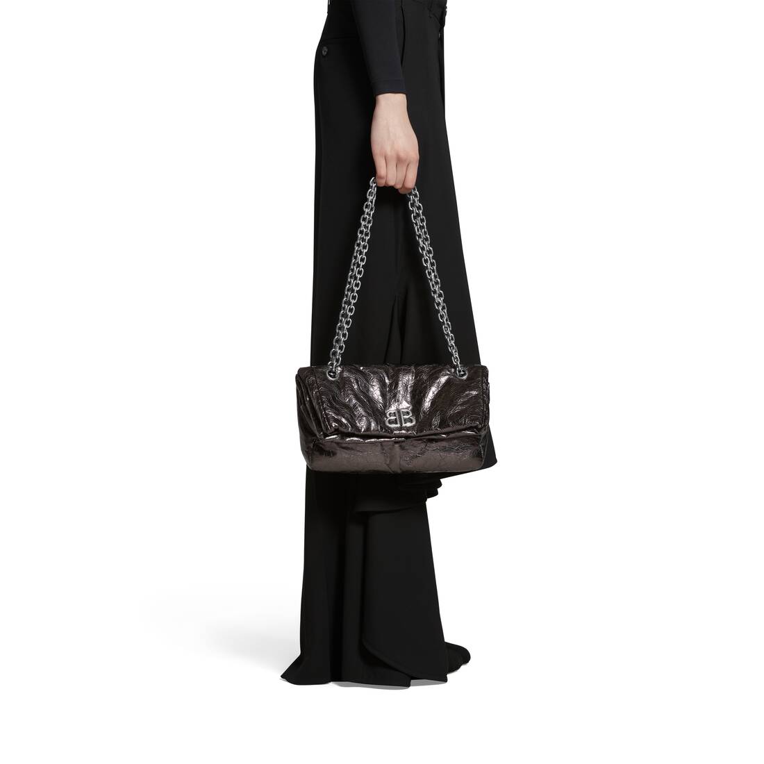Women's Monaco Small Chain Bag Metallized in Dark Grey