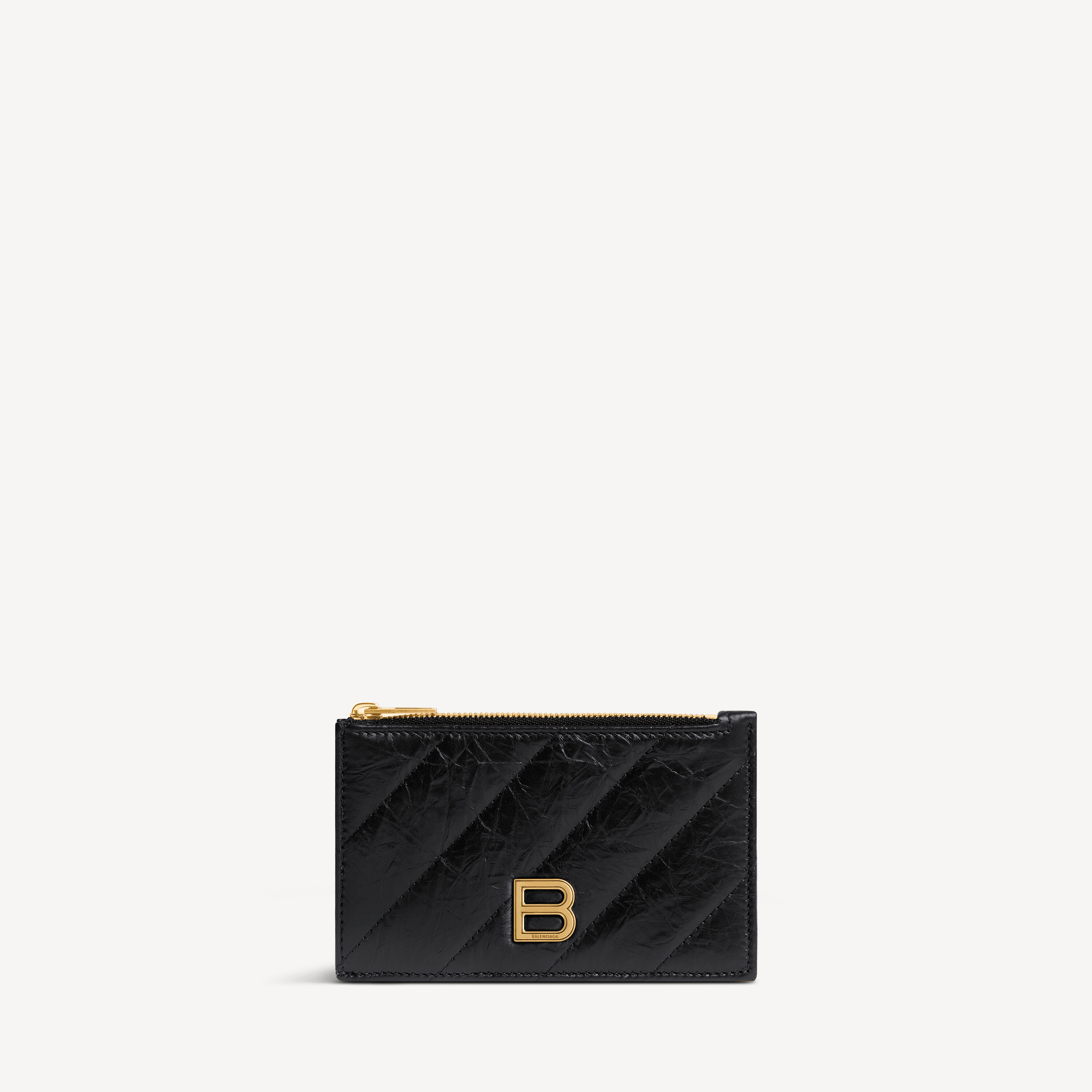 Women's Crush Long Coin And Card Holder Quilted in Black