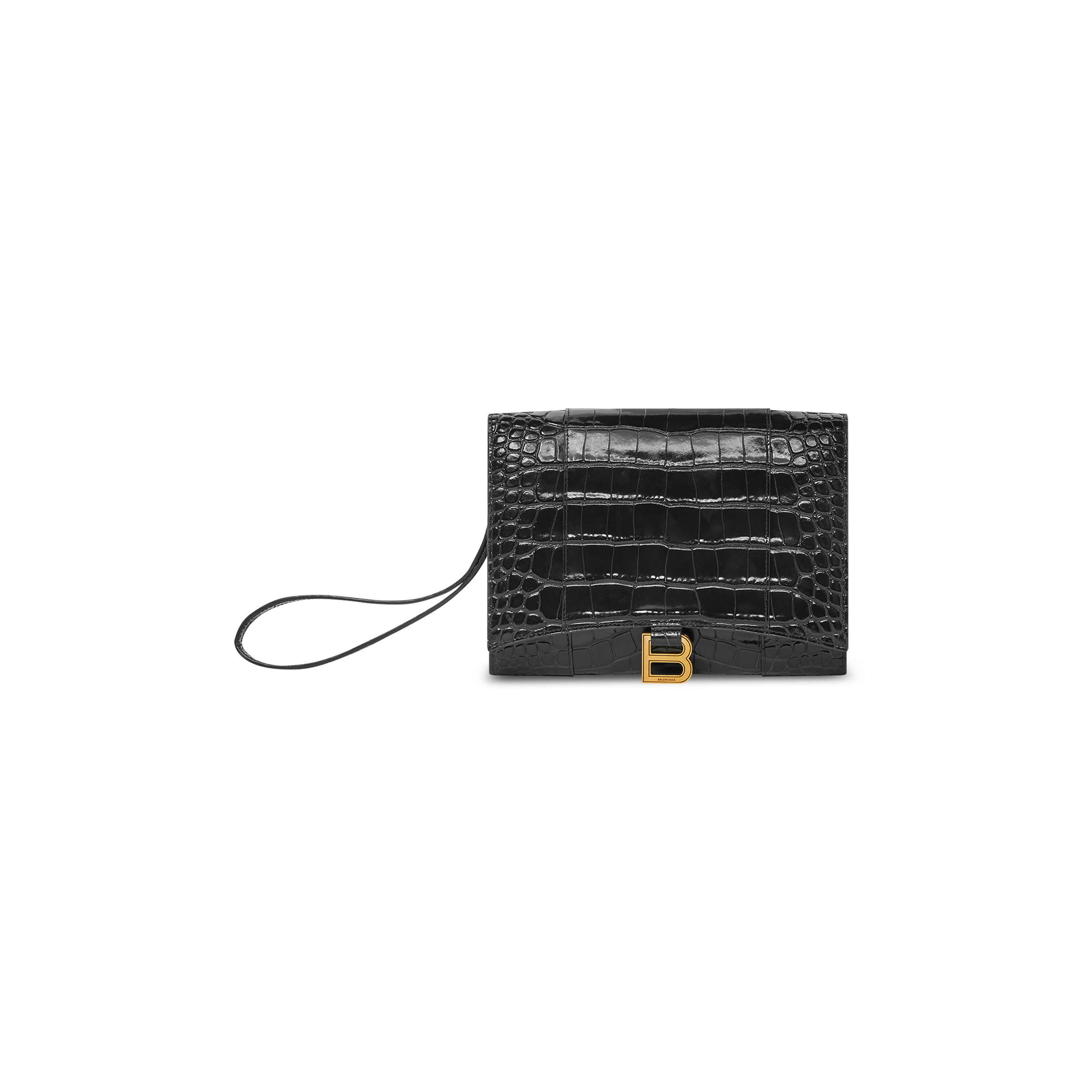 Balenciaga Black Croc Soft Hourglass Bag