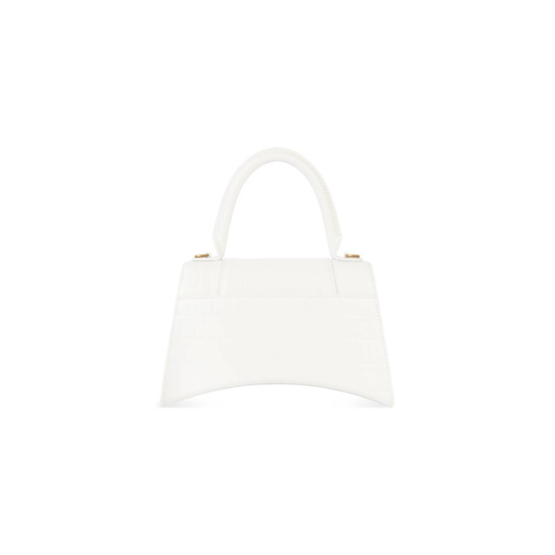 Balenciaga Women's Hourglass Small Handbag Crocodile Embossed - White