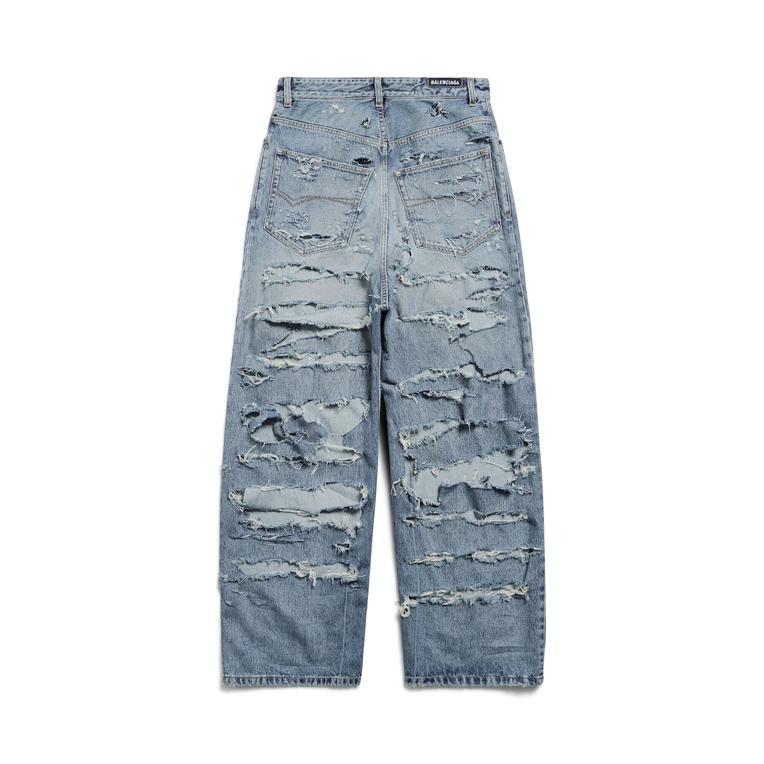 Super Destroyed Baggy Pants in Light Blue | Balenciaga US