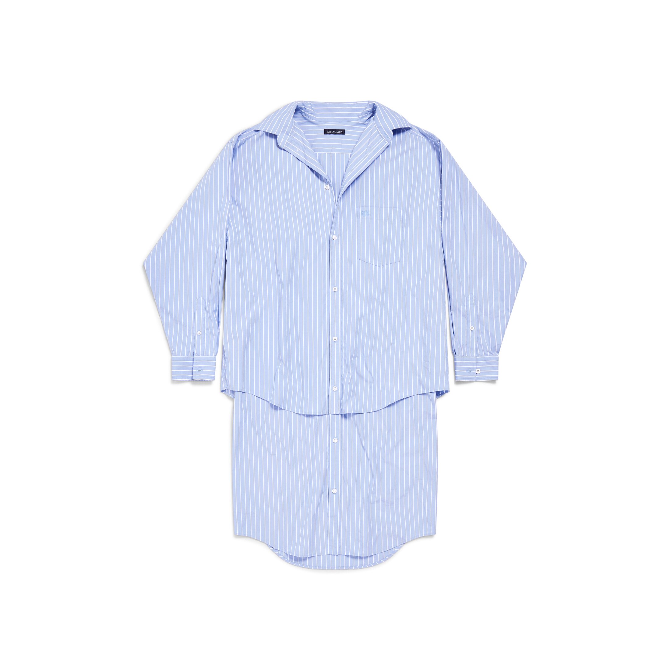 Balenciaga BB Classic Layered Shirt Dress - Blue - Woman - 38 - Cotton