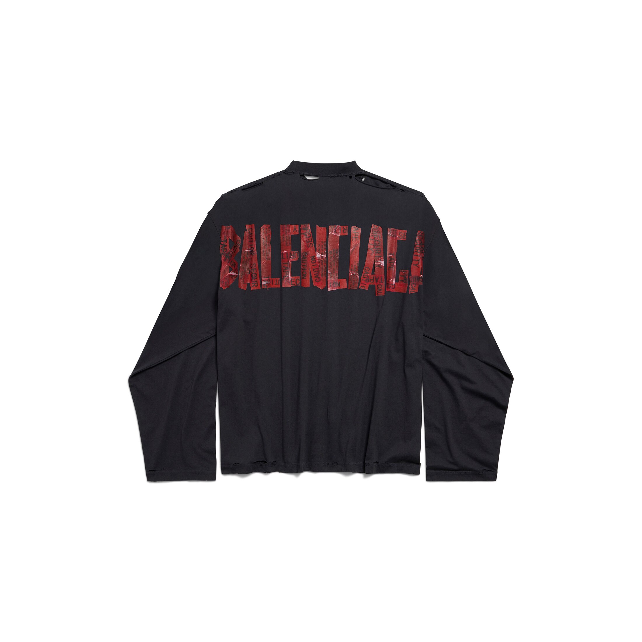 security tape oversized long sleeve t-shirt