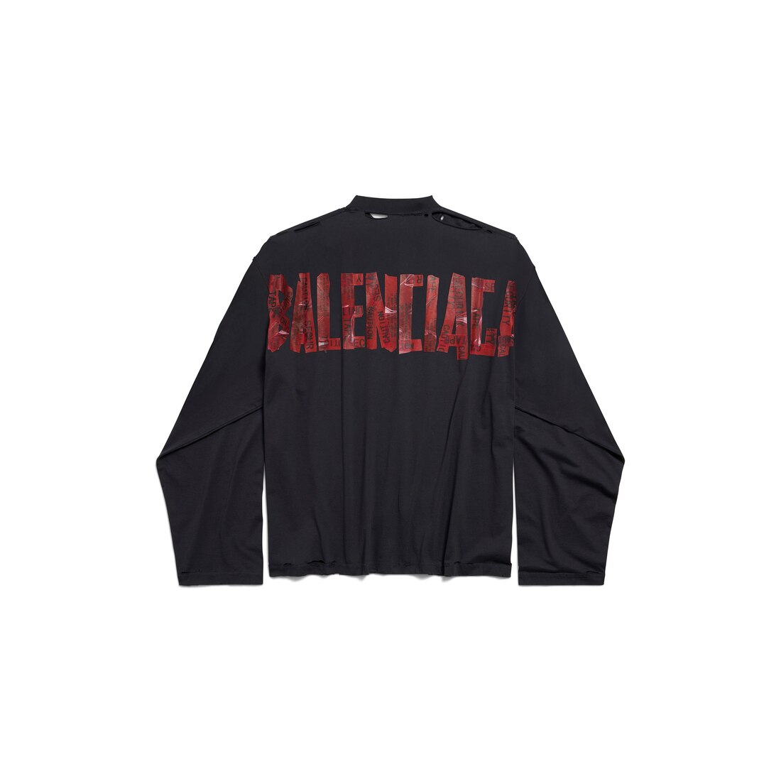 品格 バレンシアガ Tシャツ SECURITY TAPE ロゴ オーバーサイズ Men's Security Tape Oversized Long Sleeve T-shirt in Faded