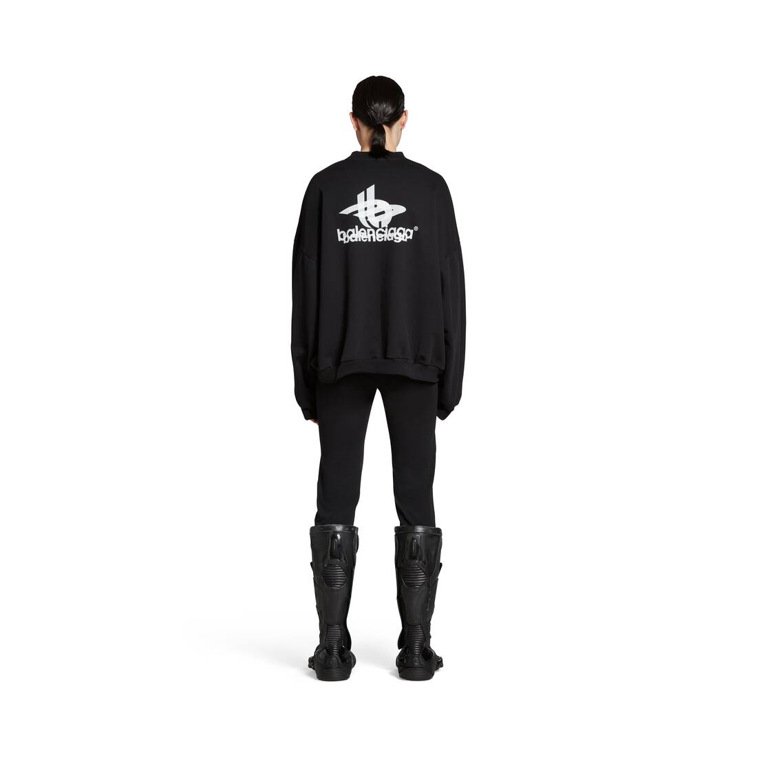 Layered Sports Round Sweatshirt Oversized in Black/white | Balenciaga US
