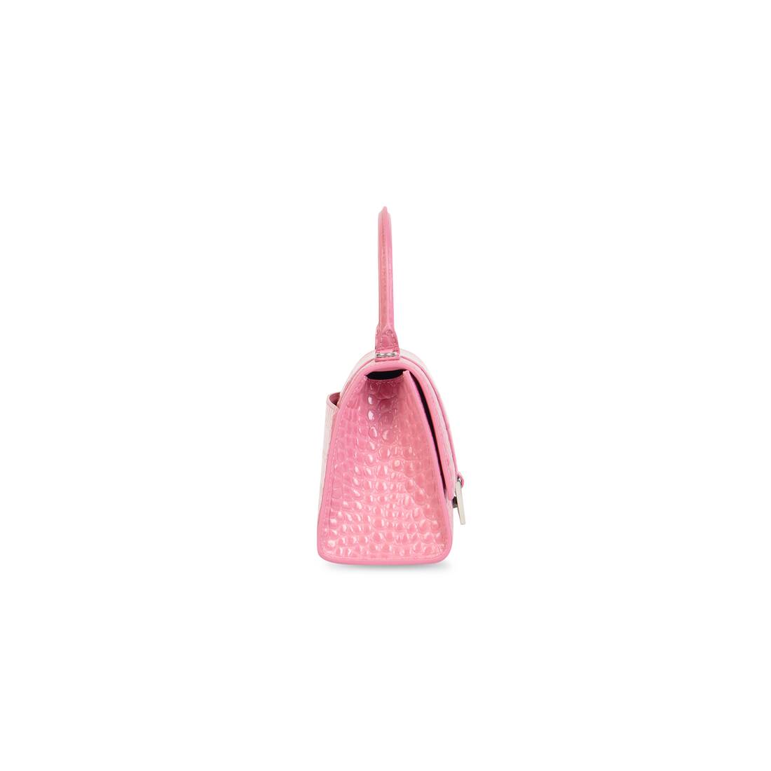 Balenciaga Pink Croc Mini Hourglass With Chain Bag  SSENSE