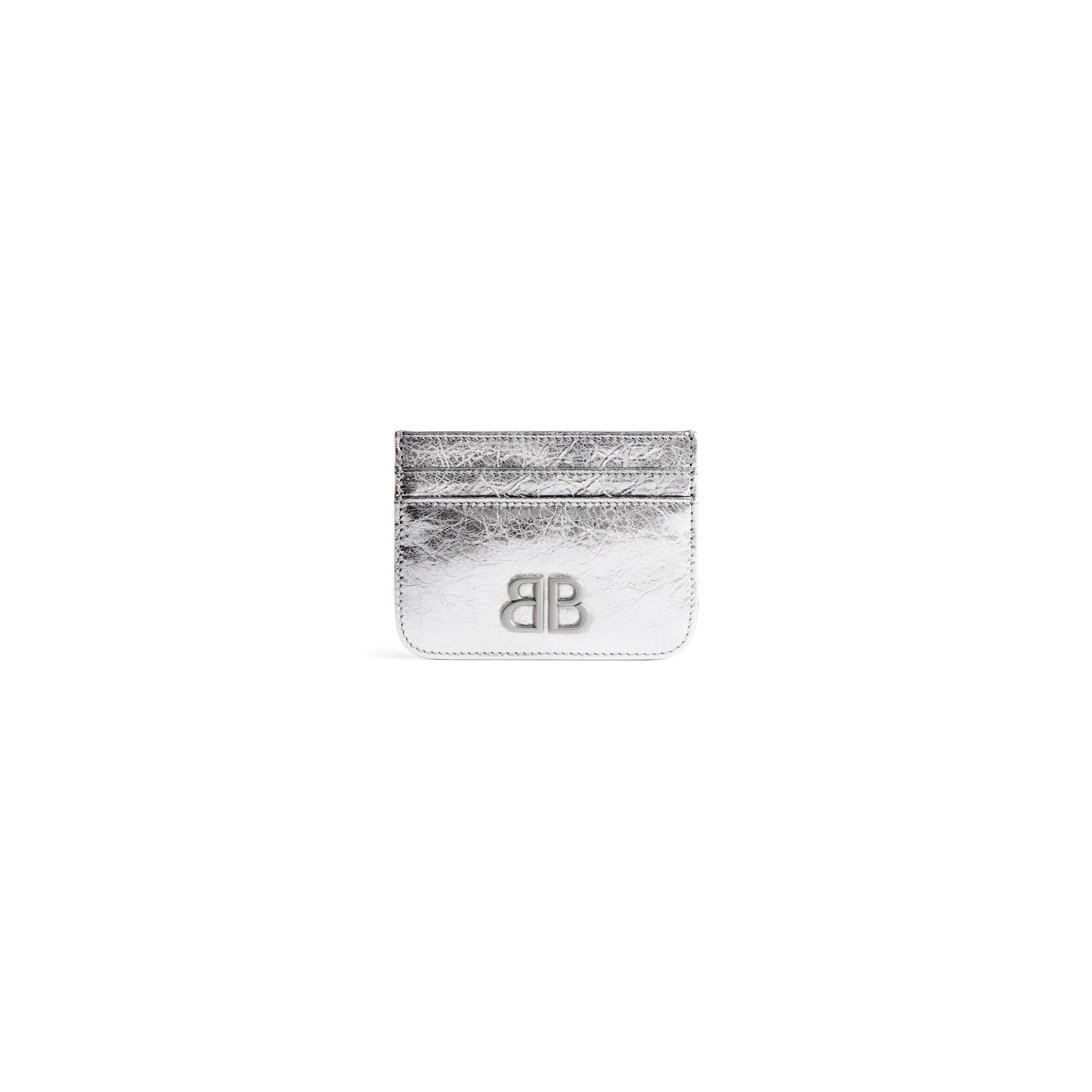 Balenciaga Monaco Card Holder Metallized - Silver - Woman - Lambskin