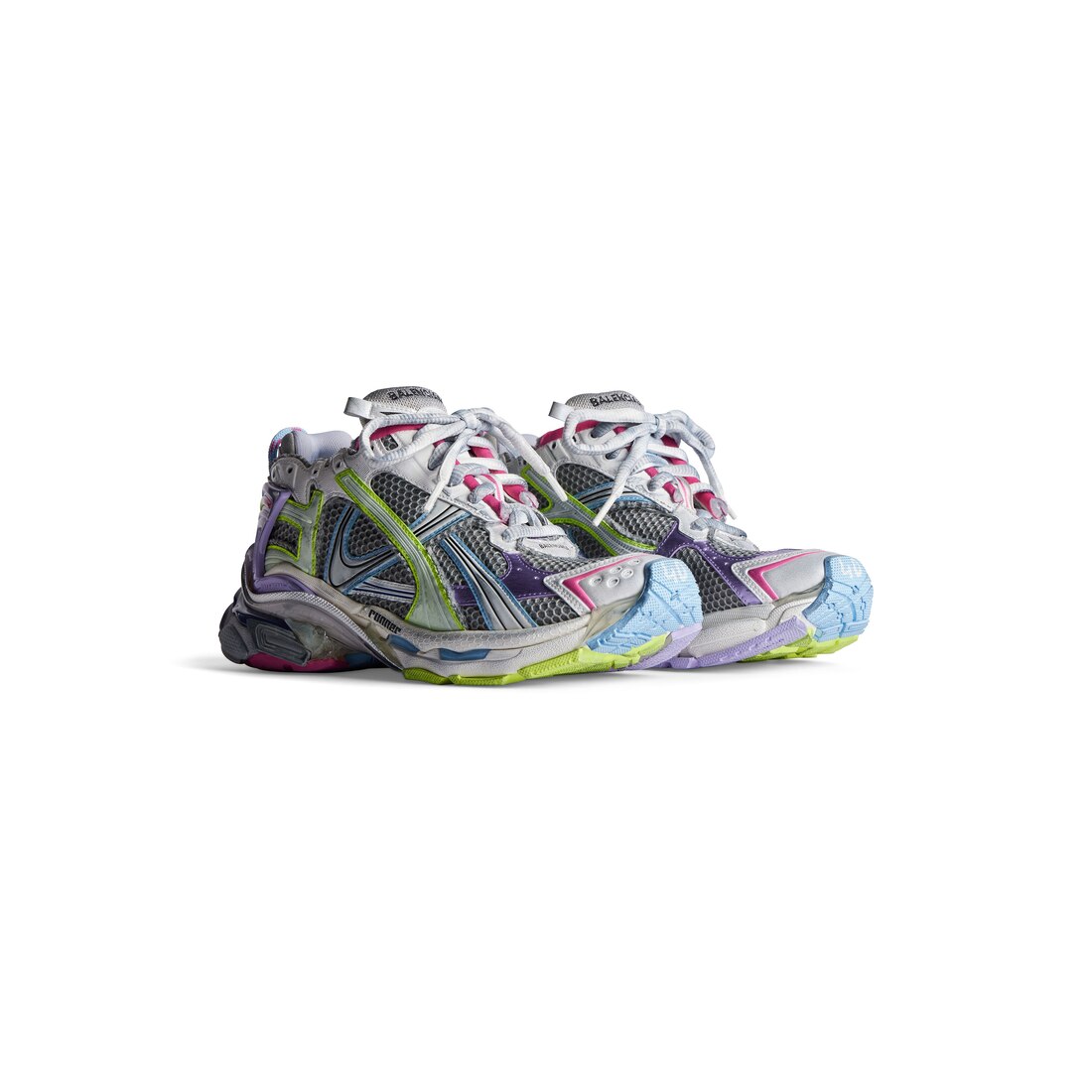 Balenciaga Runner Sneaker - Grey & Silver - Women's - 10 - Upper: Polyurethane, Polyester - Sole: Rubber, Tpu, Eva, Polyurethane - Insole: Foam