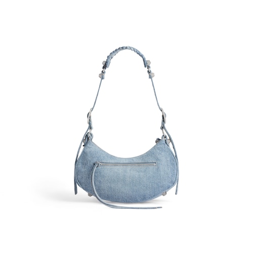 le cagole small shoulder bag denim with rhinestones