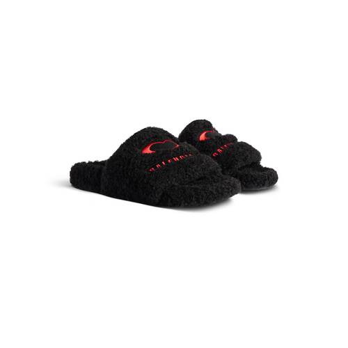furry slide sandal