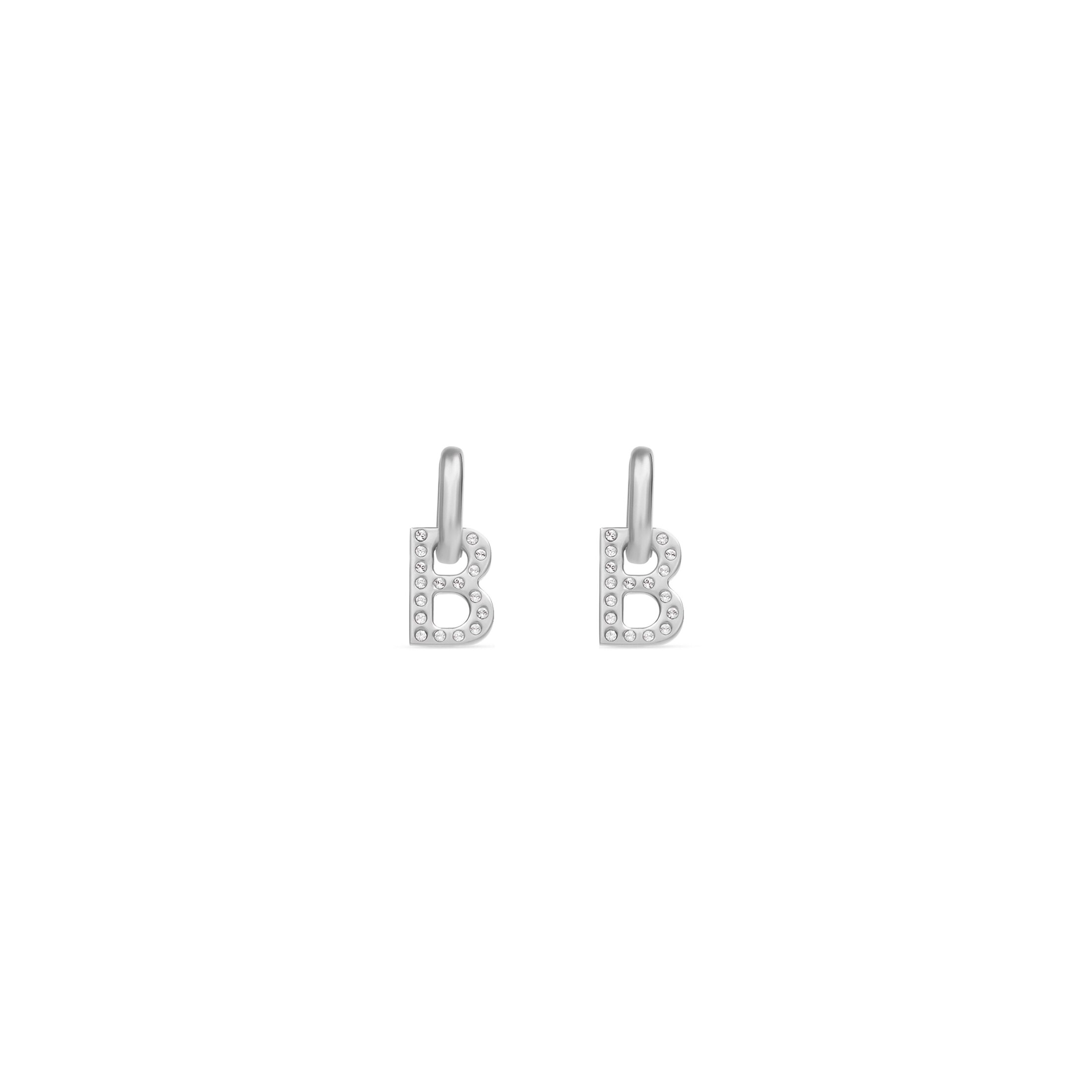 Balenciaga B Chain XS Earrings - Silver - Women's - Brass, Glass
