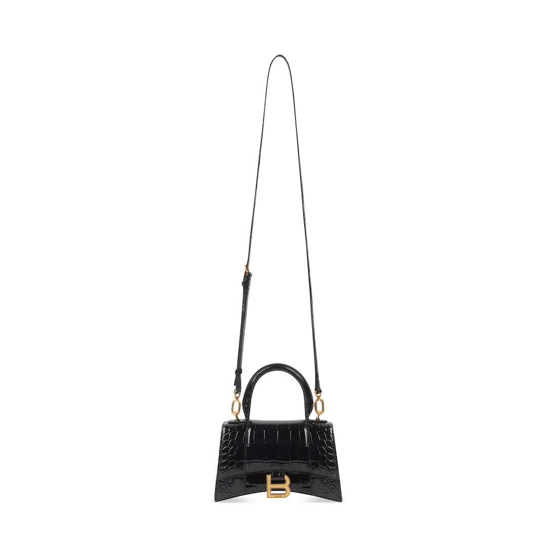 Shop Balenciaga Hourglass XS Handbag Crocodile Embossed