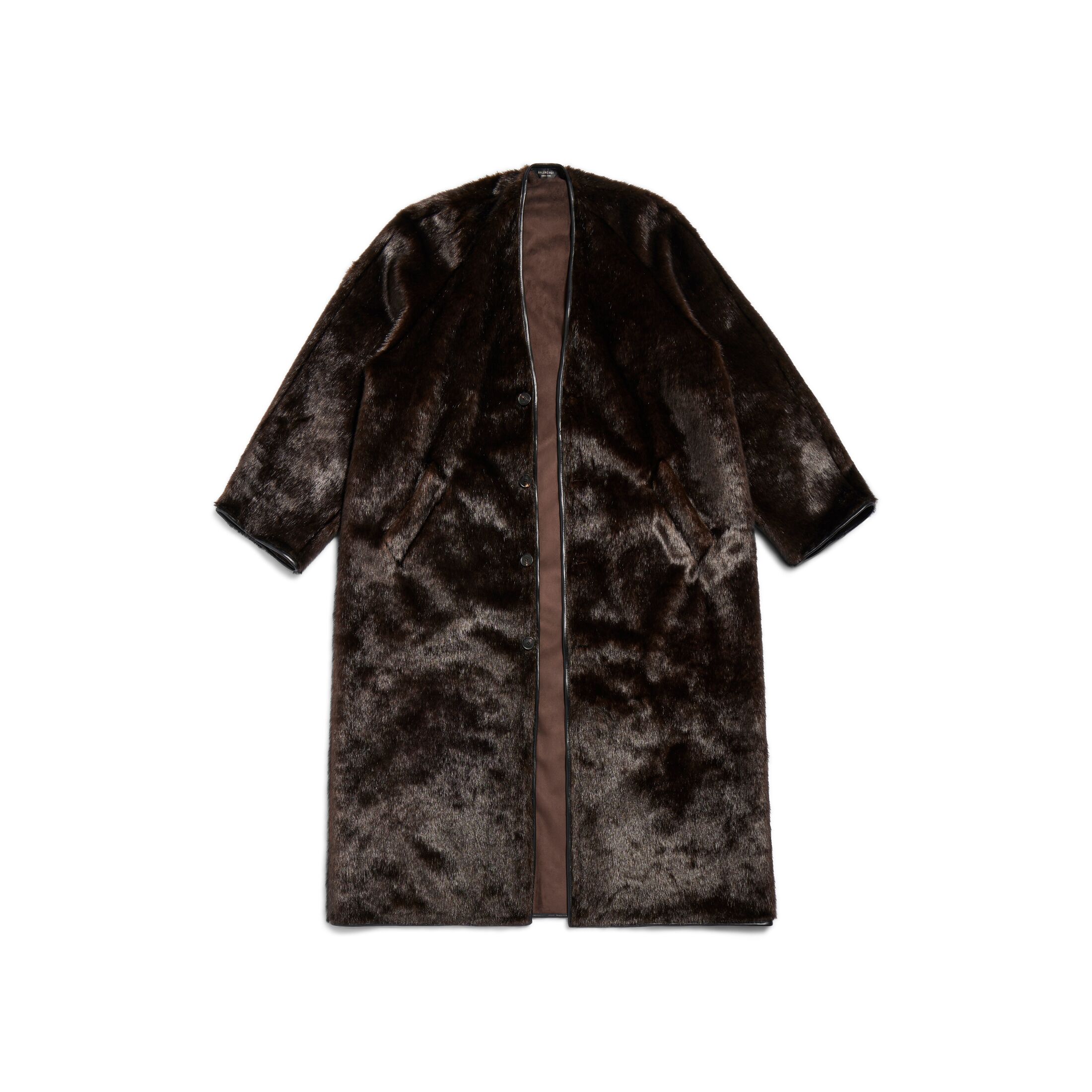 Balenciaga Lining Coat - Brown - Woman - 6 - Polyester, Modacrylic & Recycled Polyester