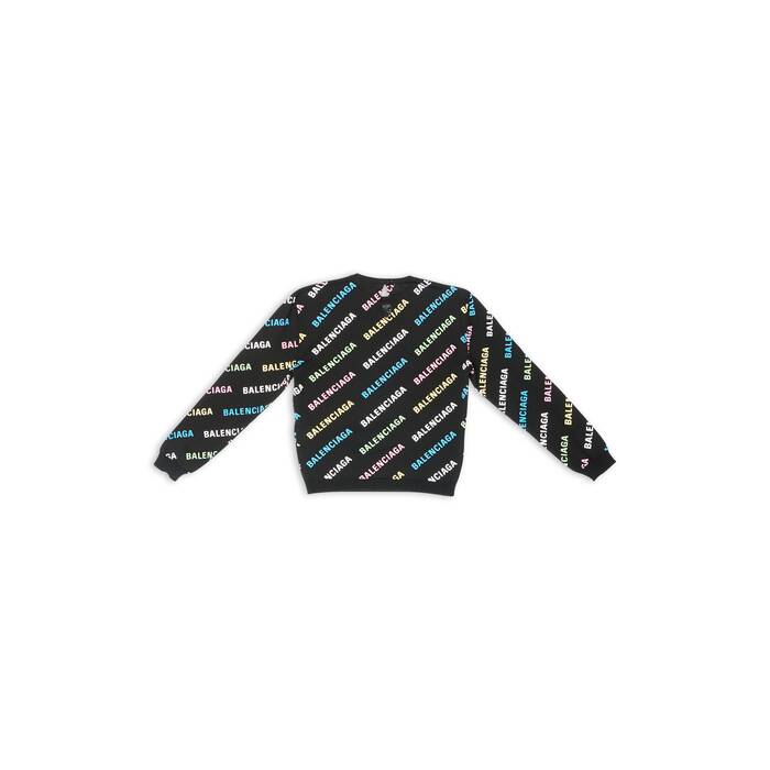mini allover logo crop long sleeve sweater
