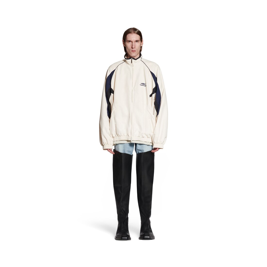 3b Sports Icon Medium Fit Tracksuit Jacket in White