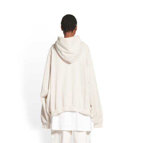 Xxxl Patched T-shirt Hoodie Oversized in Off White | Balenciaga US