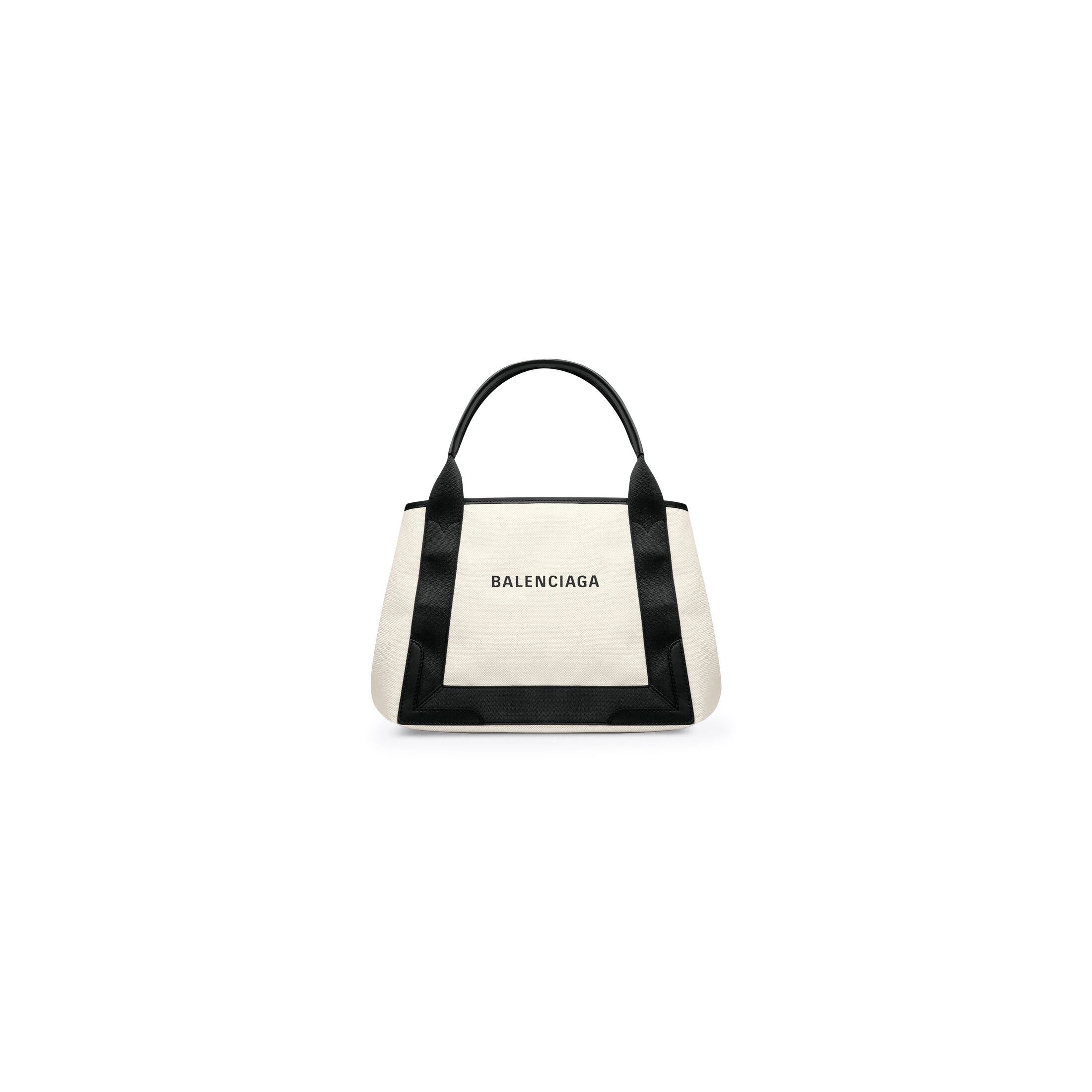 Balenciaga Sac Cabas Navy Petit Modèle - Beige - Femme - Coton, Cuir De Veau, Viscose