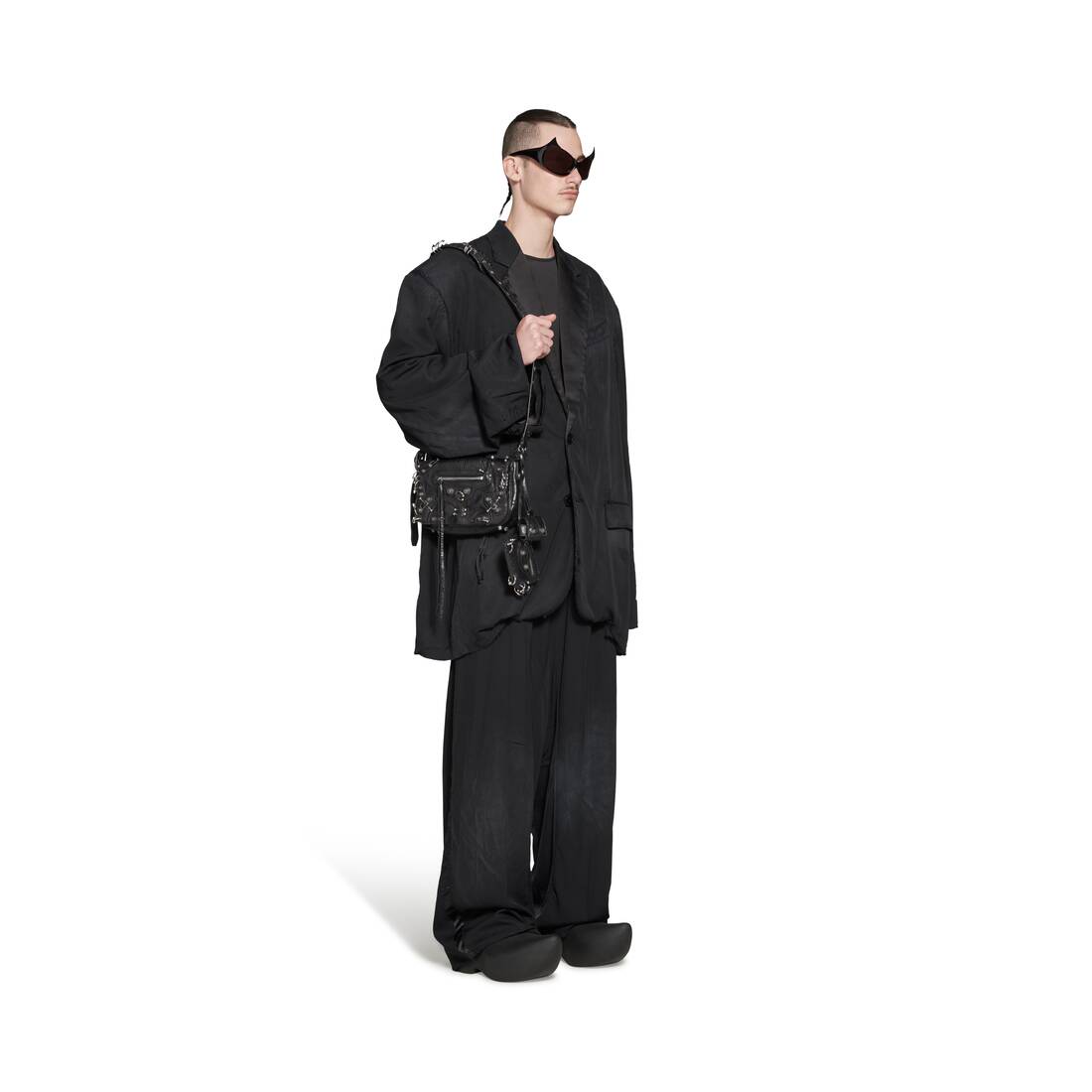 Men's Le Cagole Men Xs Flap Bag With Piercings in Black