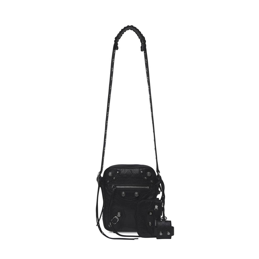 Balenciaga Logoprint Fullgrain Leather Messenger Bag  Black   Editorialist