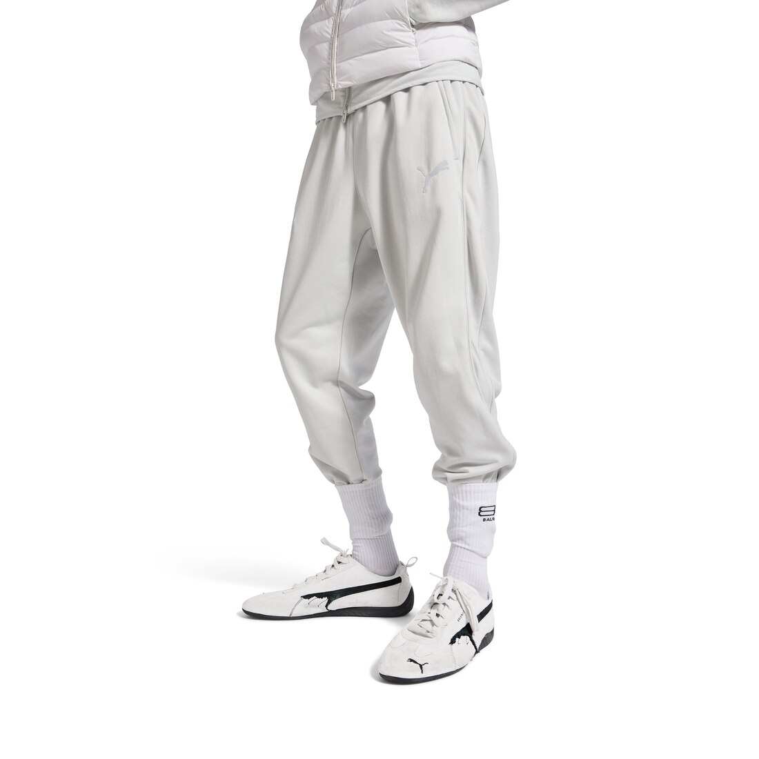 コラボ【BALENCIAGA】× PUMA ワイドレッグ スウェットパンツ Balenciaga I Puma Fitted Tracksuit Pants in Dirty White