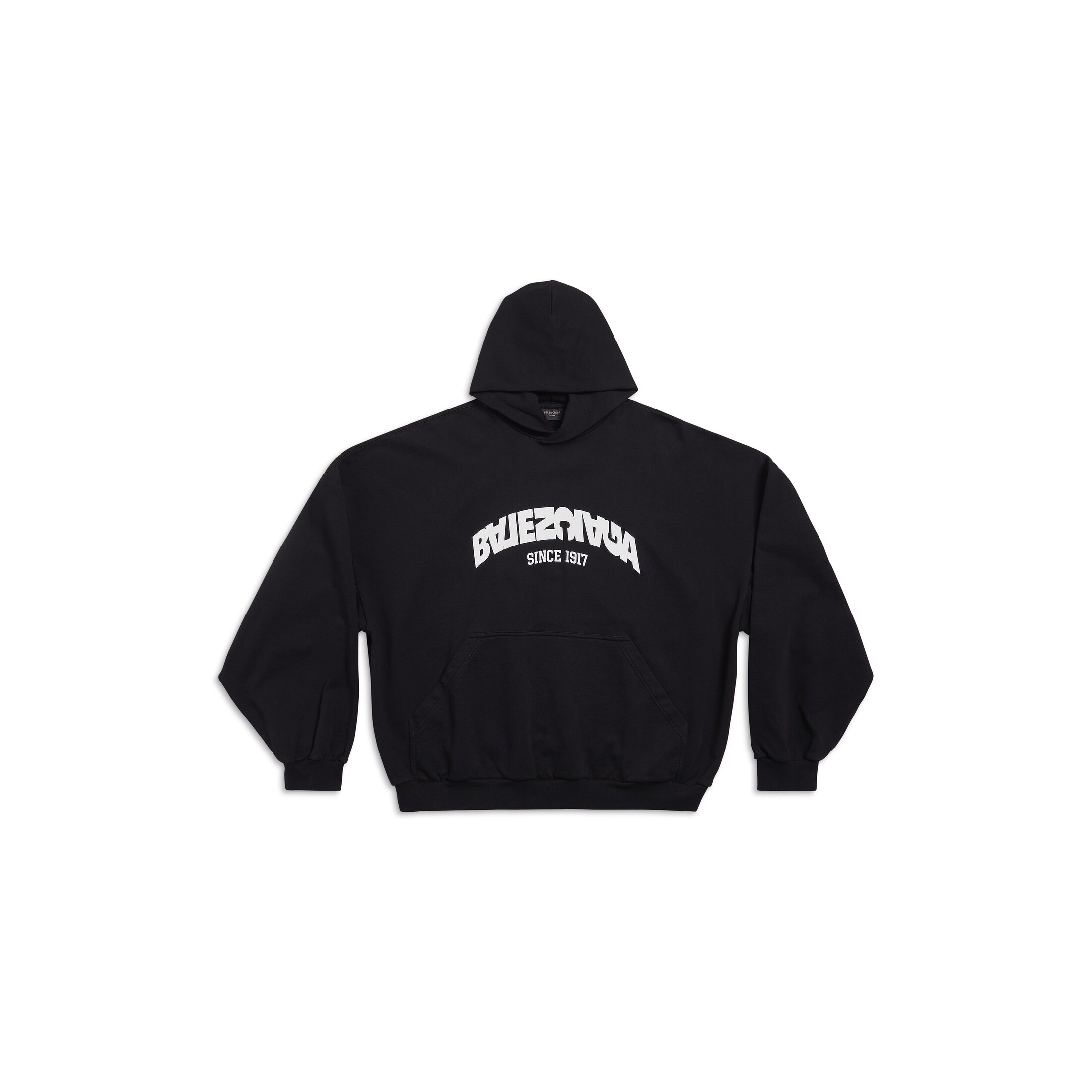 Balenciaga Back Flip Round Hoodie Oversized - Schwarz - Herren - 4 - Baumwolle