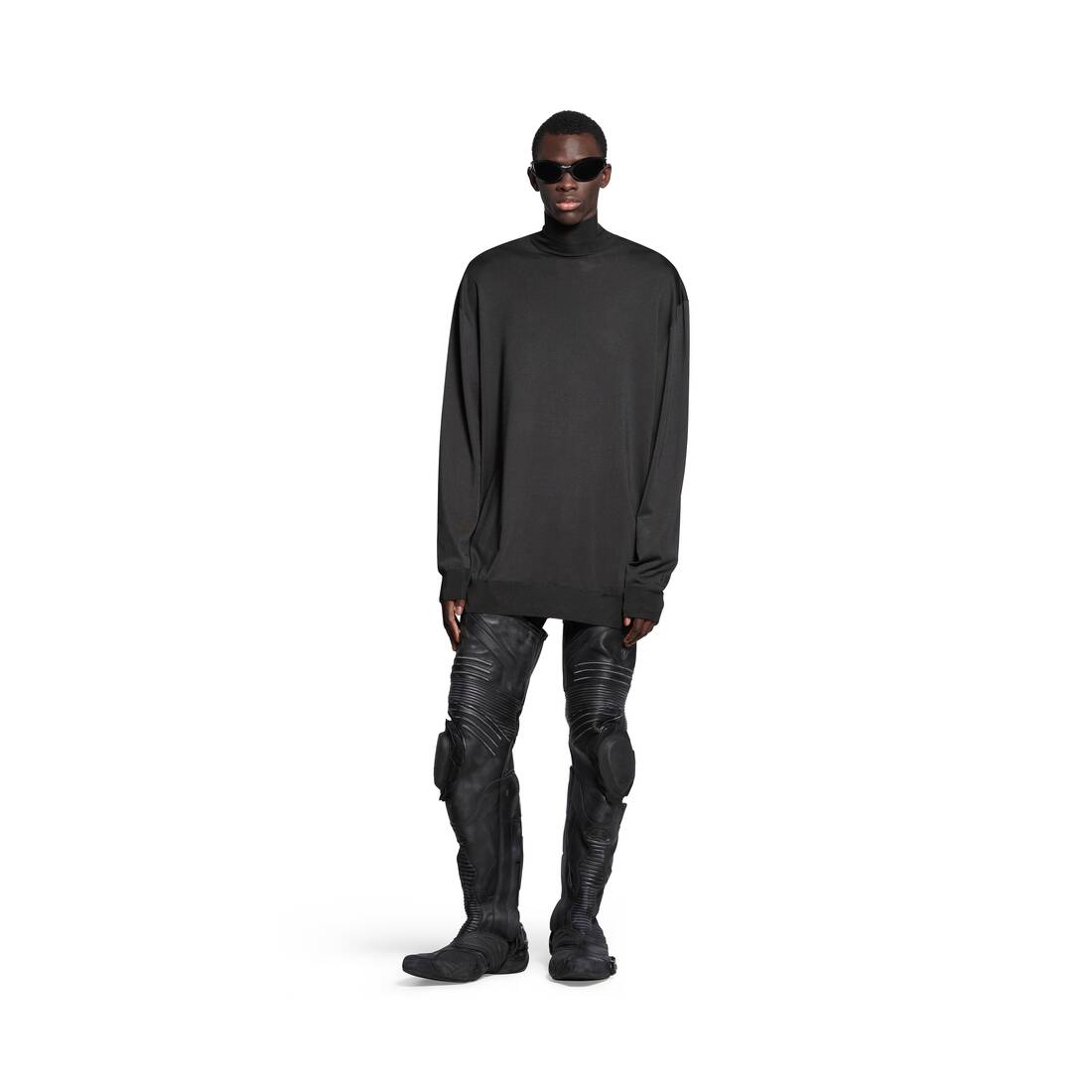 Men's Bb Balenciaga Oversized Turtleneck Sweater in Black