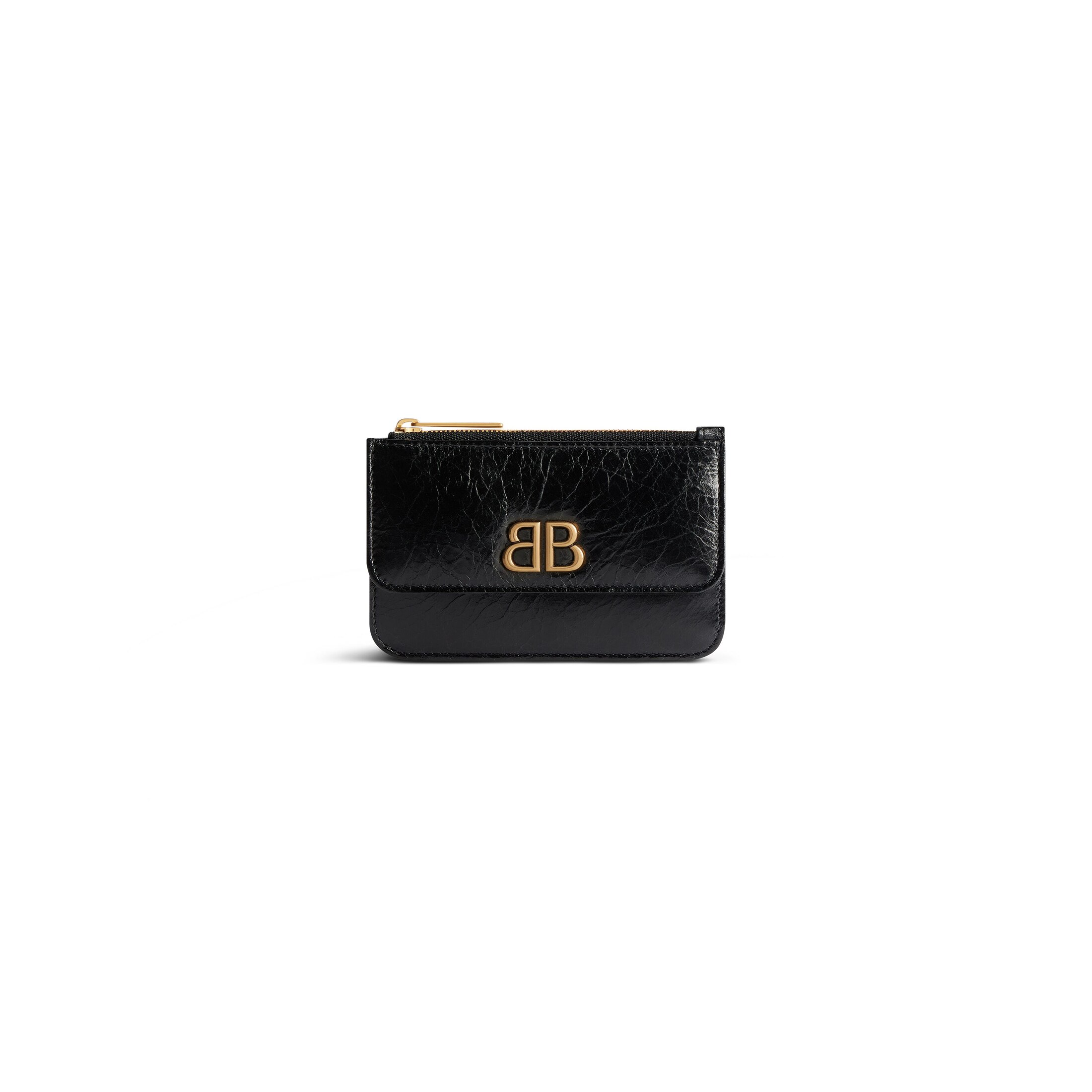Balenciaga Monaco Long Coin And Card Holder With Flap - Black - Woman - Lambskin