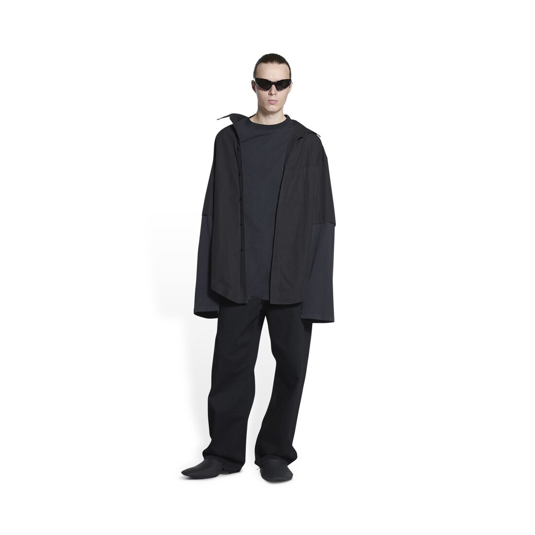 Men's Bb Icon Trompe L'œil Shirt in Black | Balenciaga US