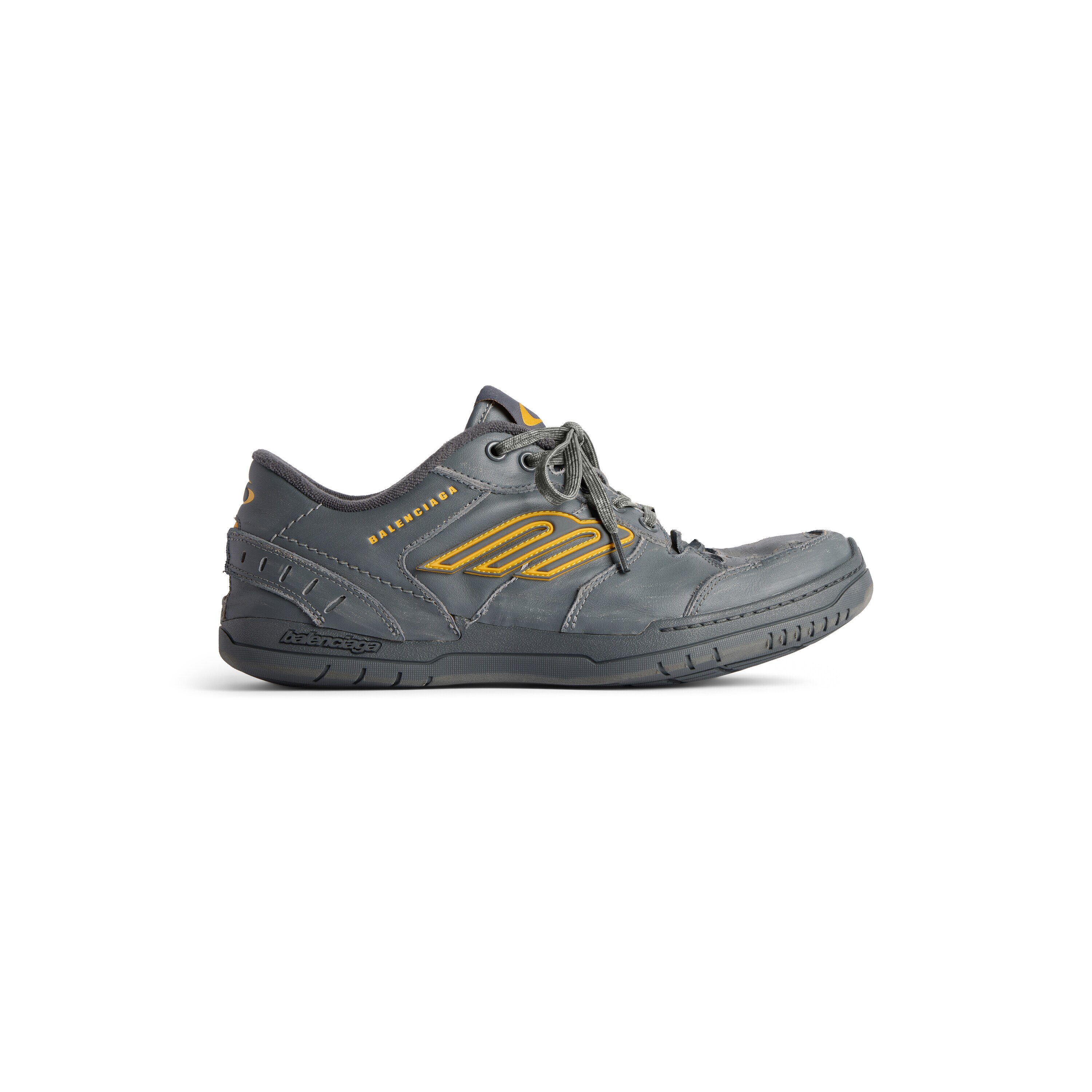 Men's Hamptons Worn-out Sneaker in Grey/yellow | Balenciaga US