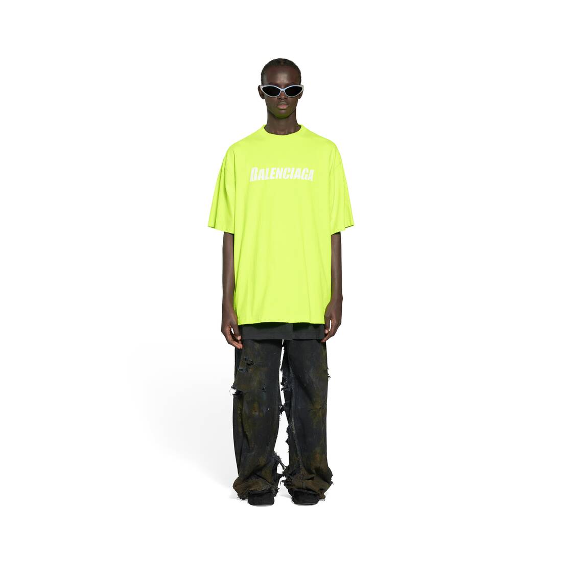 Balenciaga Caps T-Shirt Boxy Fit - Yellow - Unisex - S - Cotton