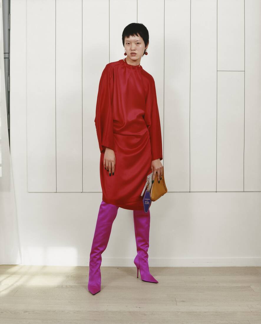 Balenciaga Bb Monogram Silk Dress - Red
