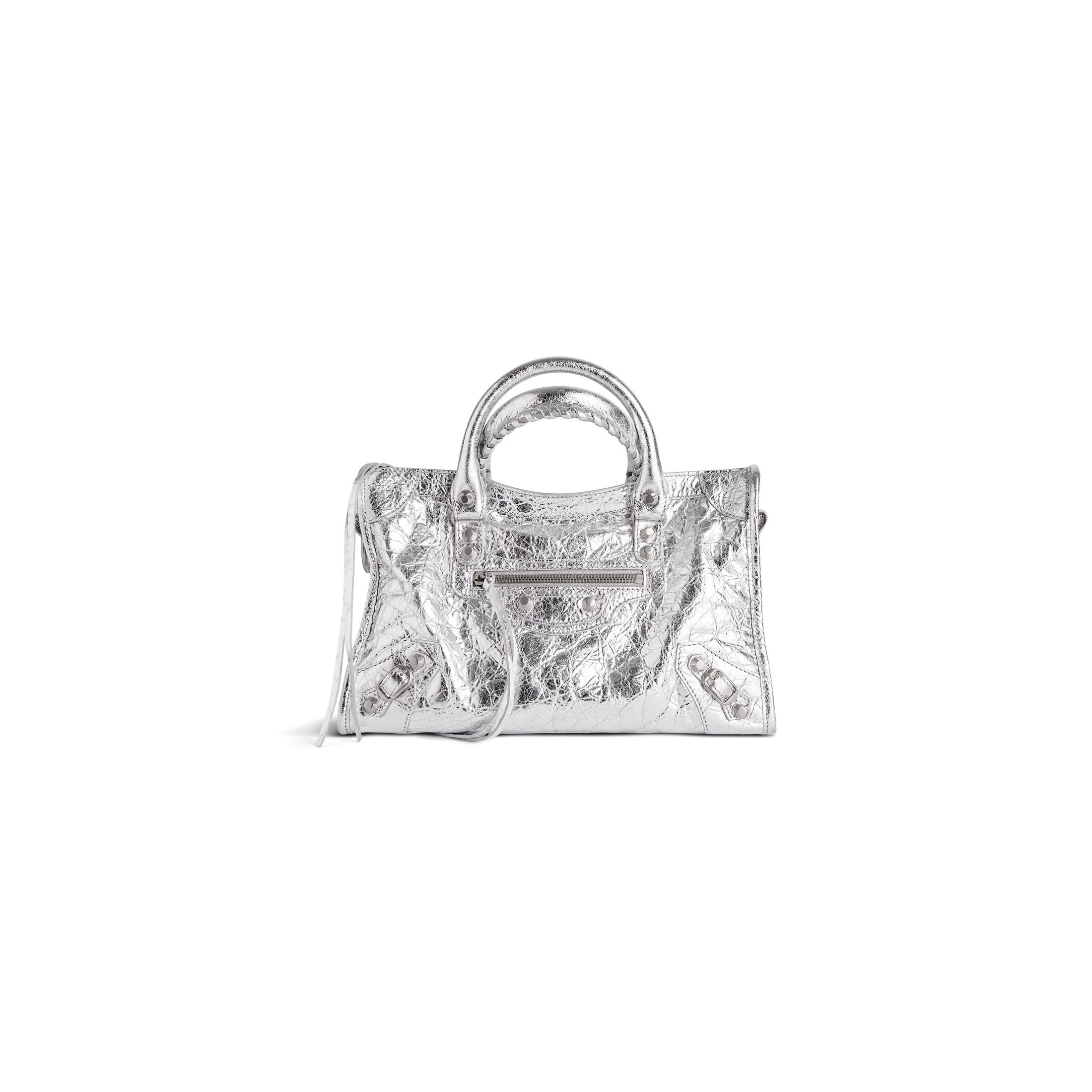 Balenciaga Bolso Le City Pequeño Metalizado - Silver - Mujer -Piel De Cordero