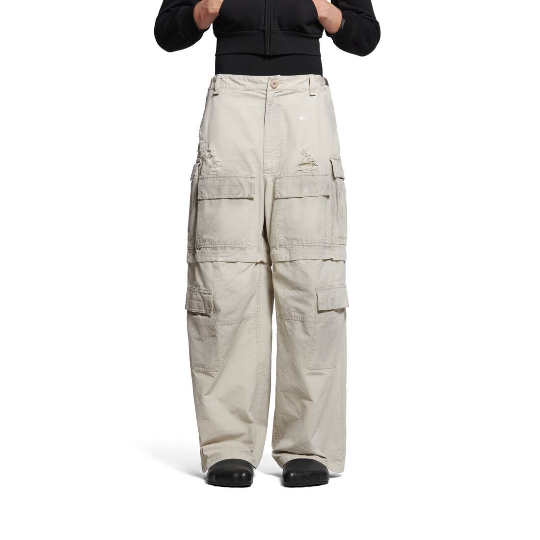 Khaki Classic Mid-Rise Cargos Cotton Trousers (FOPARA1) | Celio