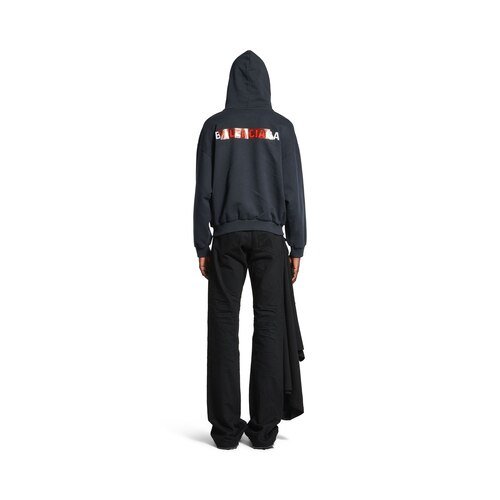 taped balenciaga back hoodie中号版型连帽卫衣