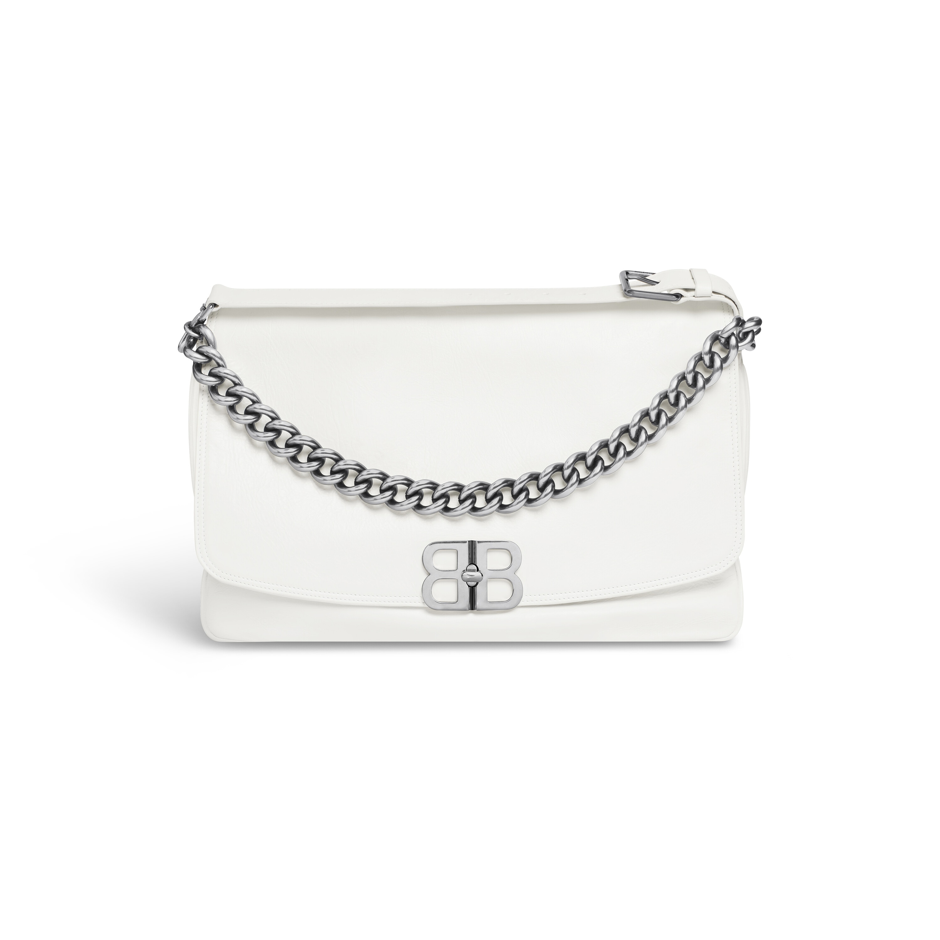 Women s Bb Soft Large Flap Bag in Optic White Balenciaga US