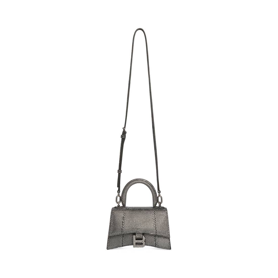 Women's Hourglass Xs Handbag With Rhinestones in Grey | Balenciaga CA