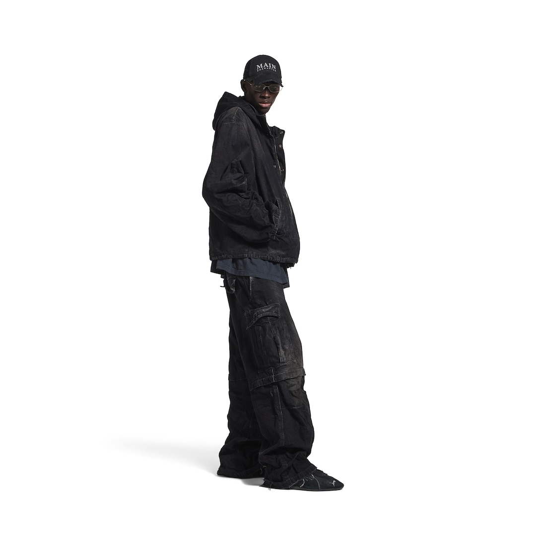 Men's Hooded Workwear Jacket in Black