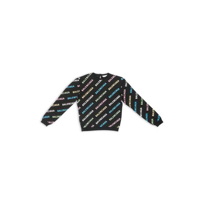 mini allover logo crop long sleeve sweater