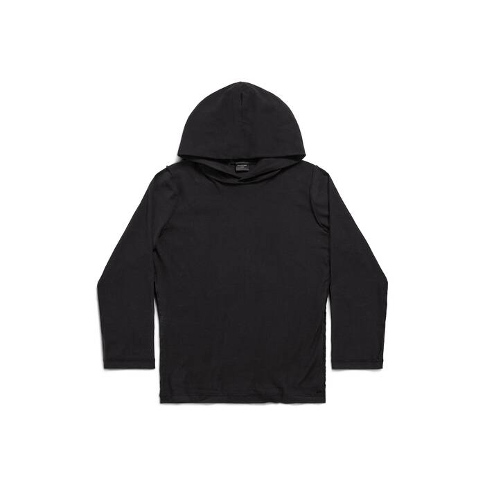 inside-out long sleeve hooded t-shirt fitted