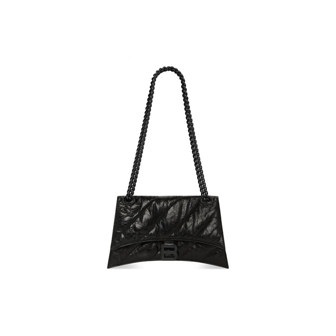 Balenciaga Crush Small Quilted Chain Shoulder Bag Black