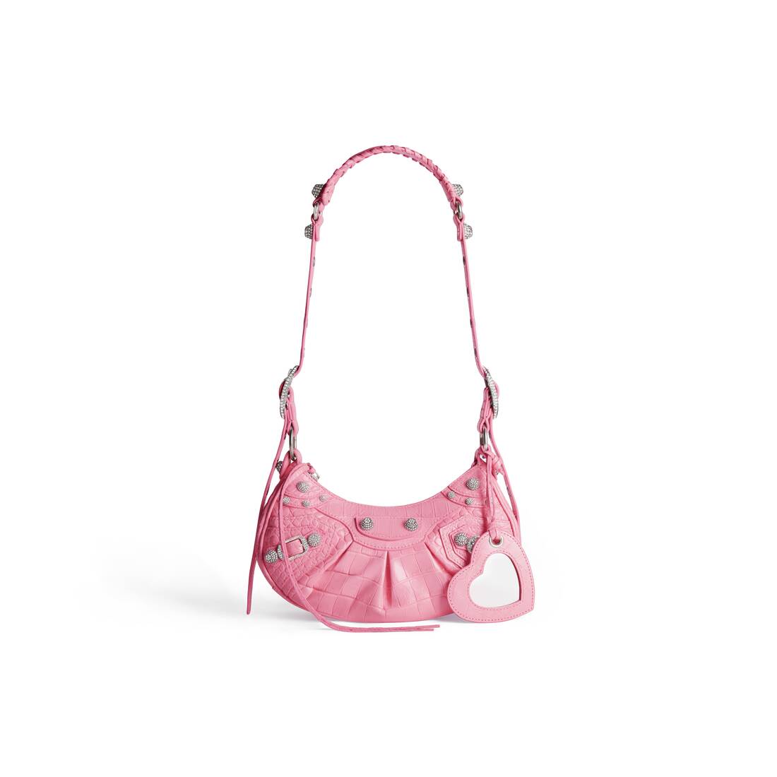 meteoor mode Samenhangend Women's Le Cagole Xs Shoulder Bag Crocodile Embossed With Rhinestones in  Pink | Balenciaga NL