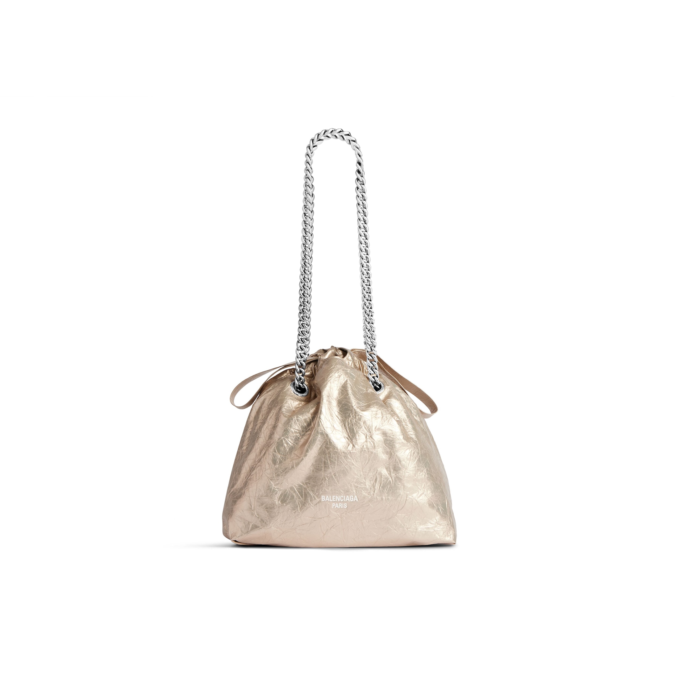 Balenciaga Crush Small Tote Bag Metallized - Beige - Woman - Calfskin