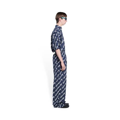 Men's New Scribble Pyjama Trousers in Indigo | Balenciaga NL