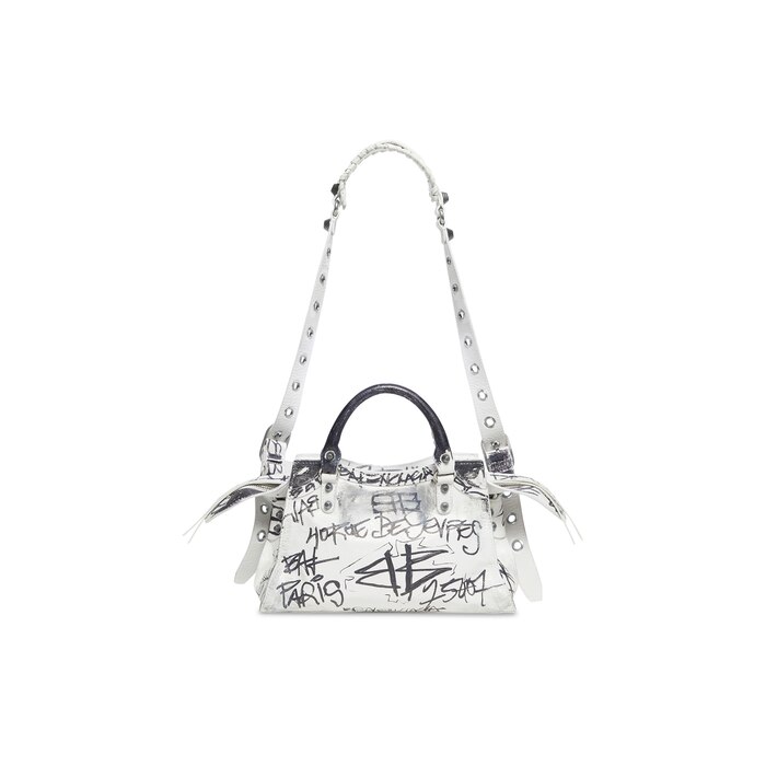 Balenciaga Classic City Graffiti Printed Textured Leather Tote Bag