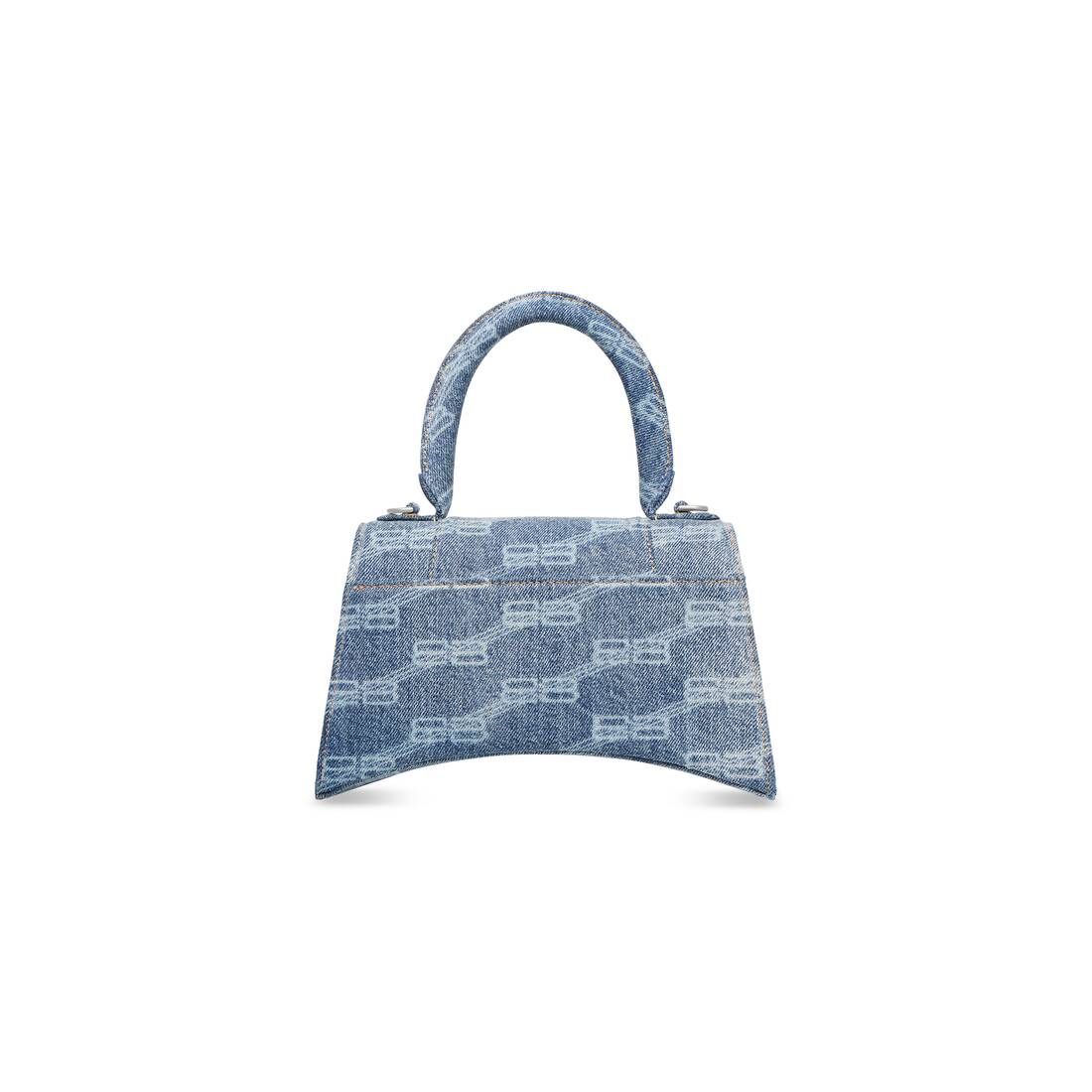 Hourglass Mini Embellished Suede Tote Bag in Blue - Balenciaga