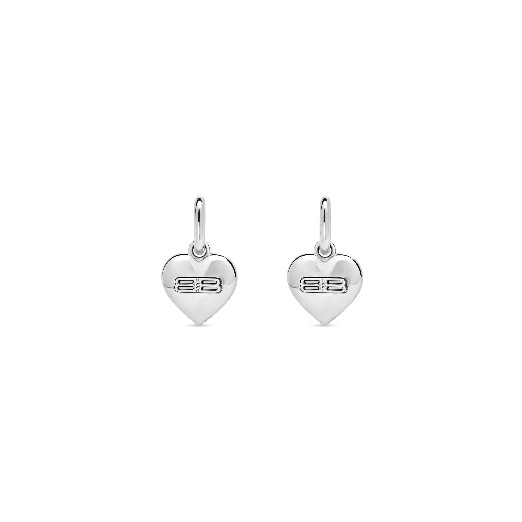 Balenciaga BB Icon Heart Earrings - Silver - Woman - Brass