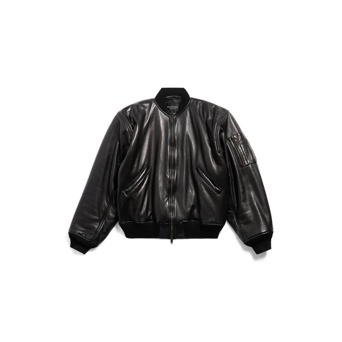 Bomber Leather Jacket in Black| Balenciaga® US
